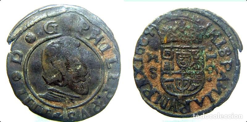 Monedas de Espa&ntilde;a: Moneda de Felipe IV 16 maravedis 1664 Madrid S