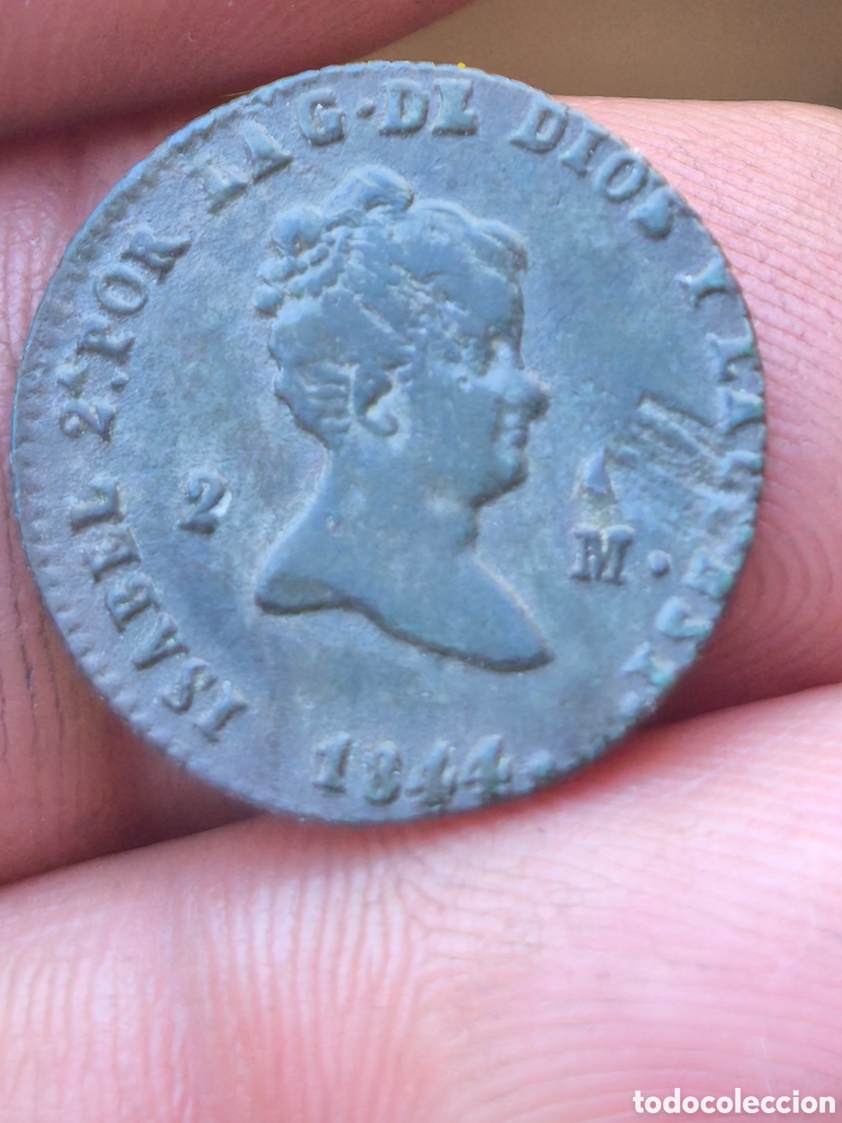 Monedas de Espa&ntilde;a: Isabel II 1844 2 maravedis Segovia