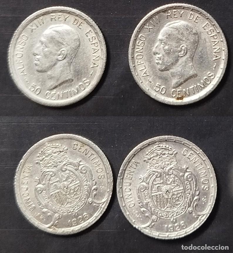 Moedas de Espanha: Lote de 2 monedas de 50 centimos de 1926 - Alfonso XIII