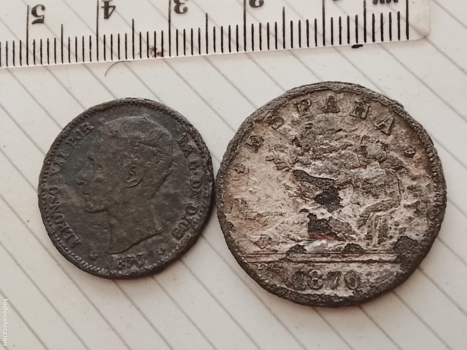Monedas de Espa&ntilde;a: 1 PESETA Y 2 PESETAS FALSAS DE &Eacute;POCA