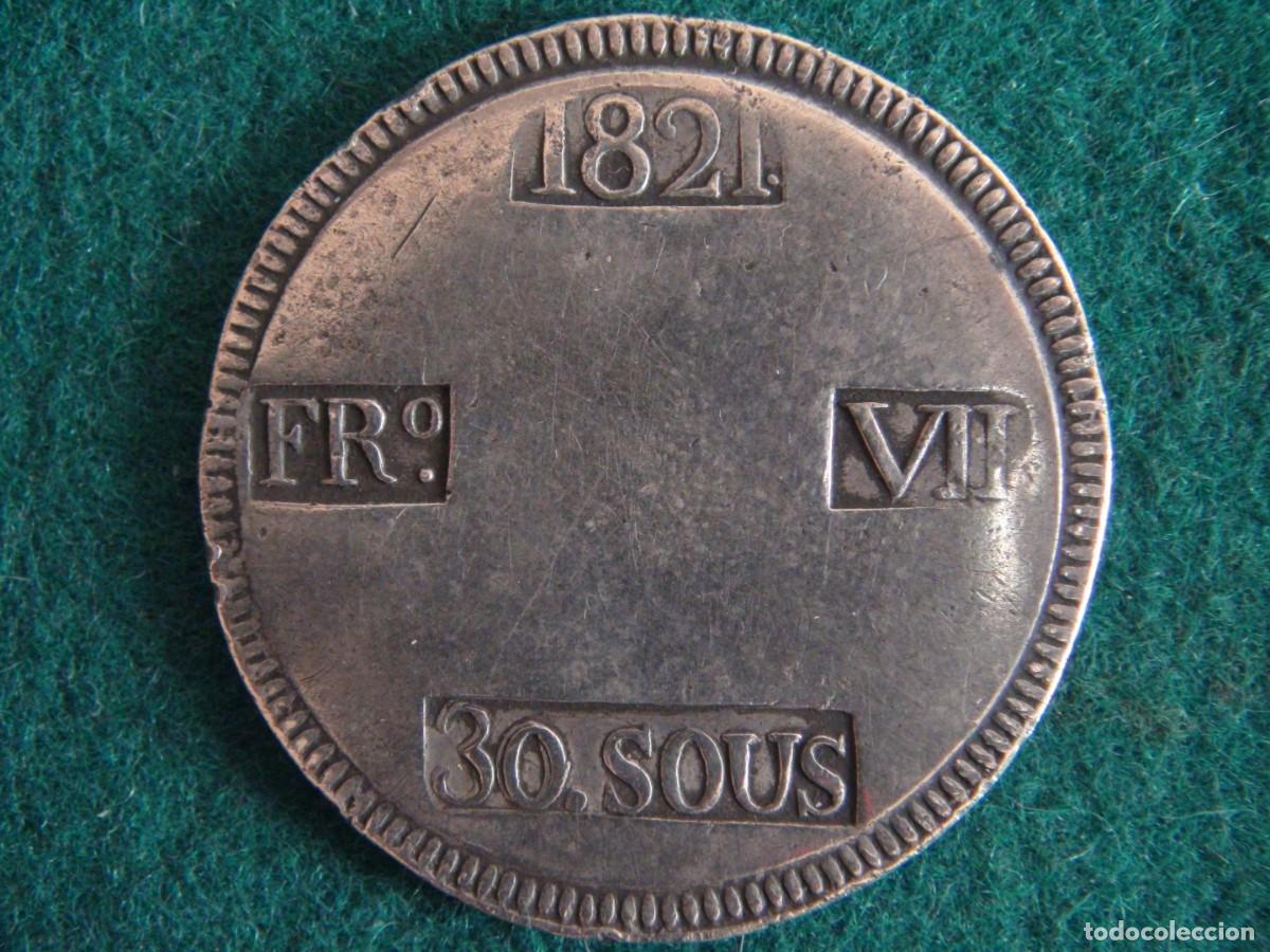 Monedas de Espa&ntilde;a: Moneda de 30 sous 1821 Fernando VII