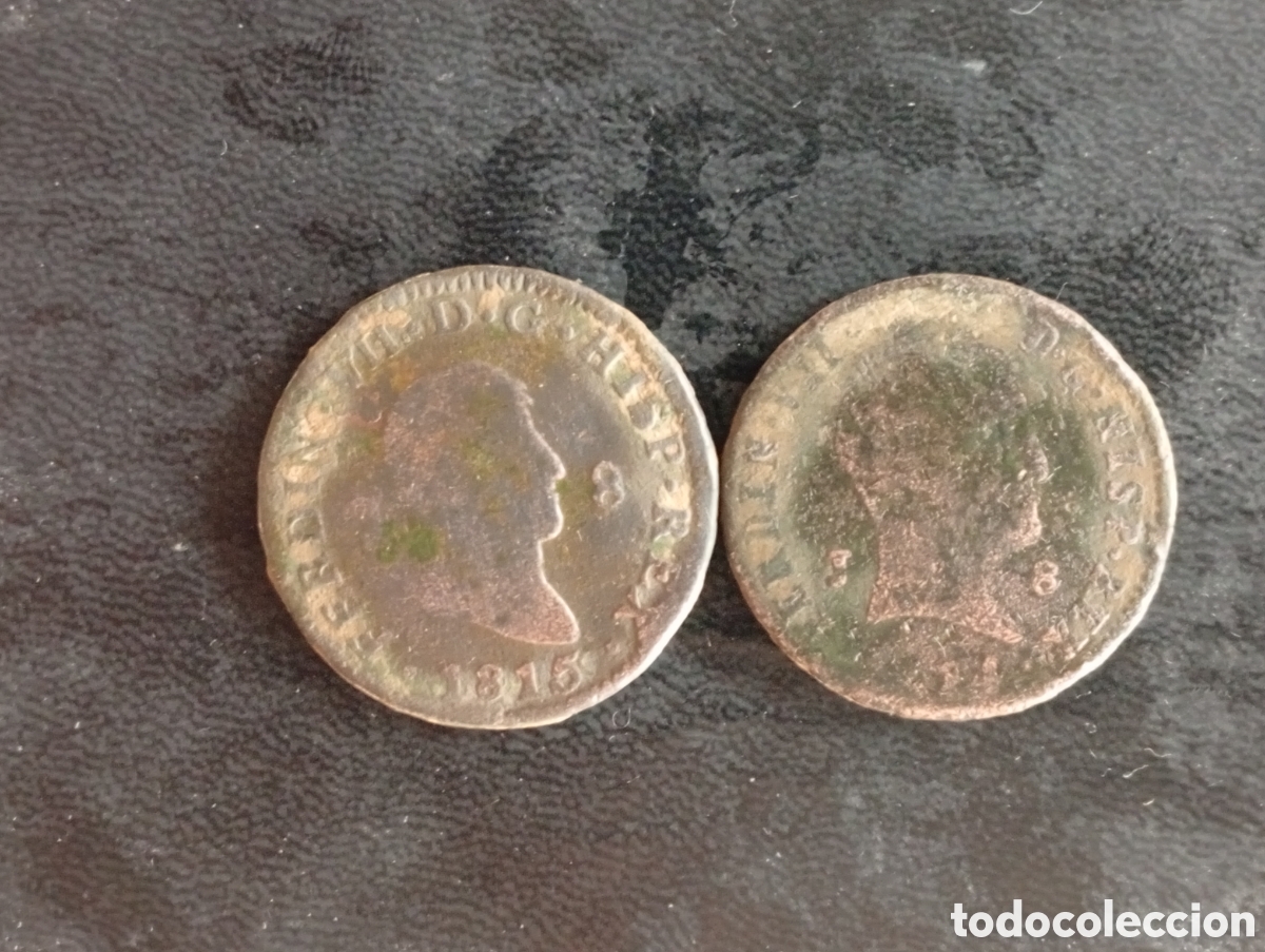 Monedas de Espa&ntilde;a: Conjunto de 2 piezas 8 maravedis Fernando VII 1815 - 40