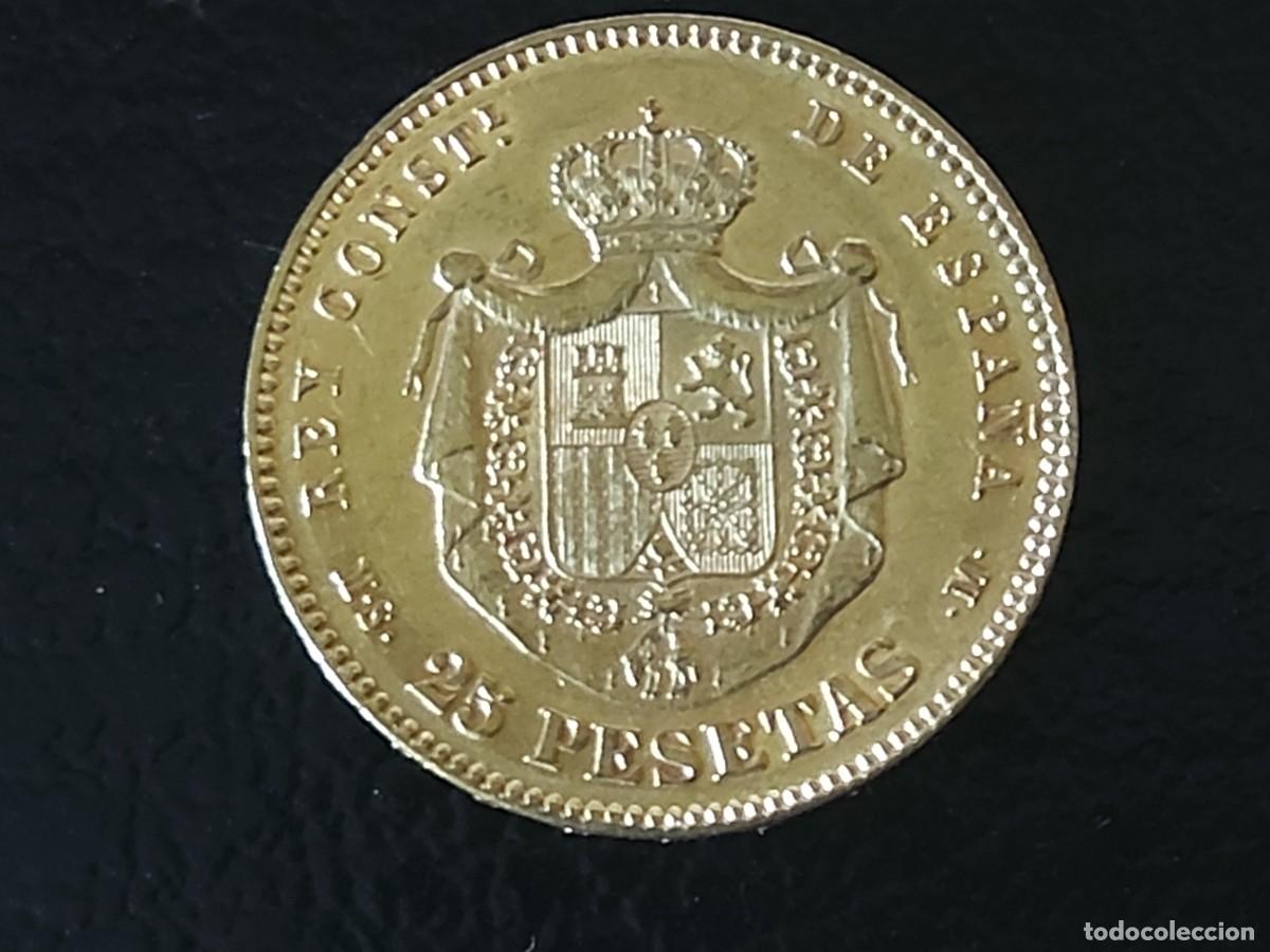 Monedas de Espa&ntilde;a: Moneda de oro 25 ptas. ALFONSO XII 1880 - Foto 2