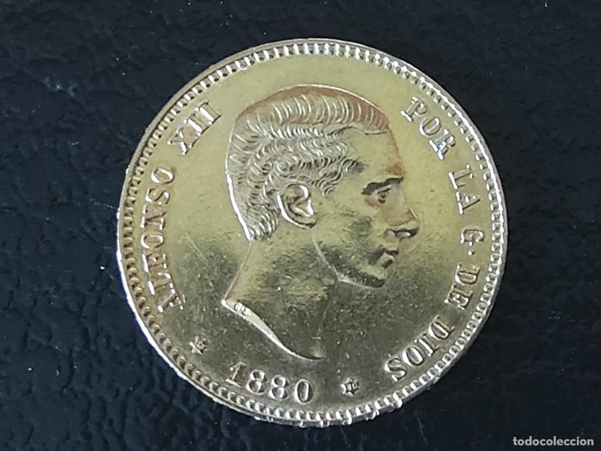 Monedas de Espa&ntilde;a: Moneda de oro 25 ptas. ALFONSO XII 1880 - Foto 4