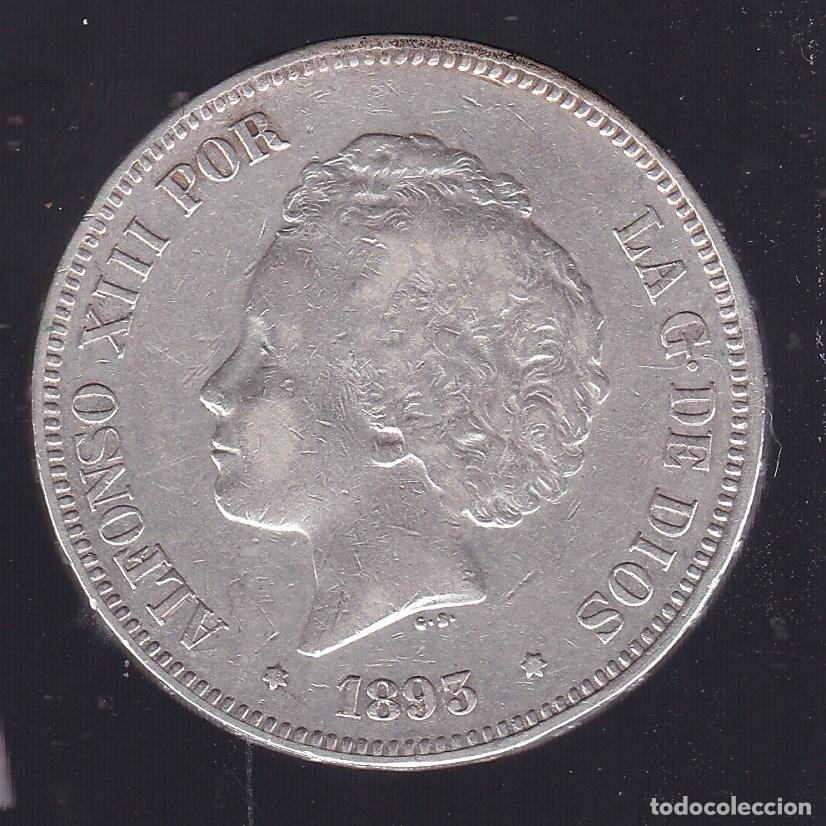 Monedas de Espa&ntilde;a: FC8-8- Moneda 5 Ptas ALFONSO XIII PLATA 1893 PGL