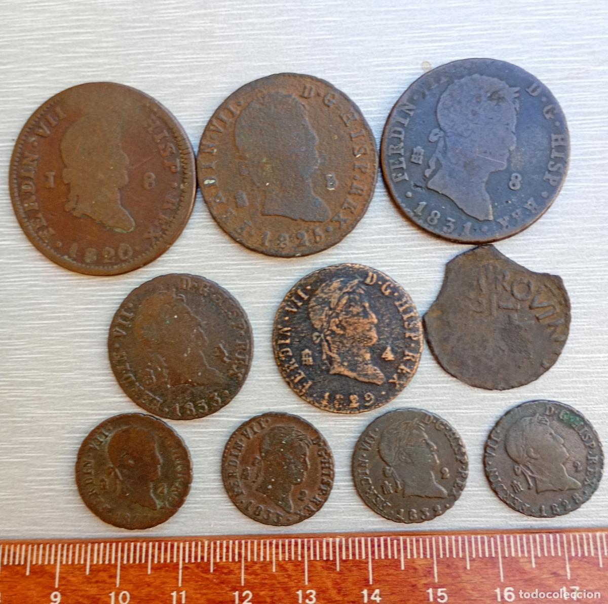 Monete da Spagna: 10 cobres de Fernando VII variados