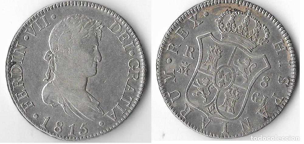 Monedas de Espa&ntilde;a: ESPA&Ntilde;A - FERNANDO VII 1815 8 REALES GJ MADRID EBC