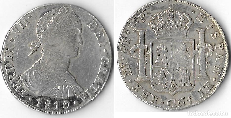 Monedas de Espa&ntilde;a: ESPA&Ntilde;A - FERNANDO VII 1810 8 REALES HJ MEXICO EBC
