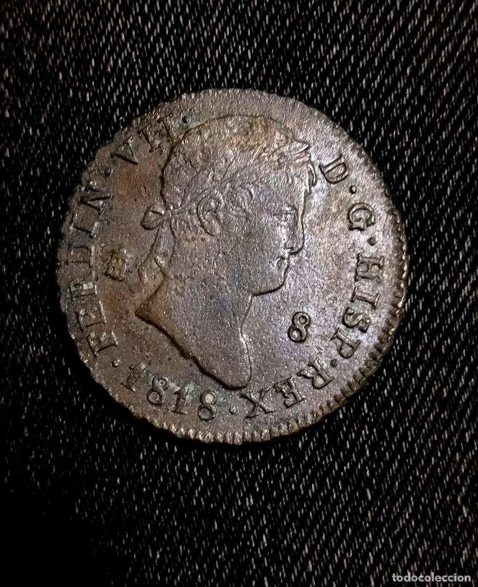 Monedas de Espa&ntilde;a: EBC! Fernando VII 8 maraved&iacute;s 1818 Segovia