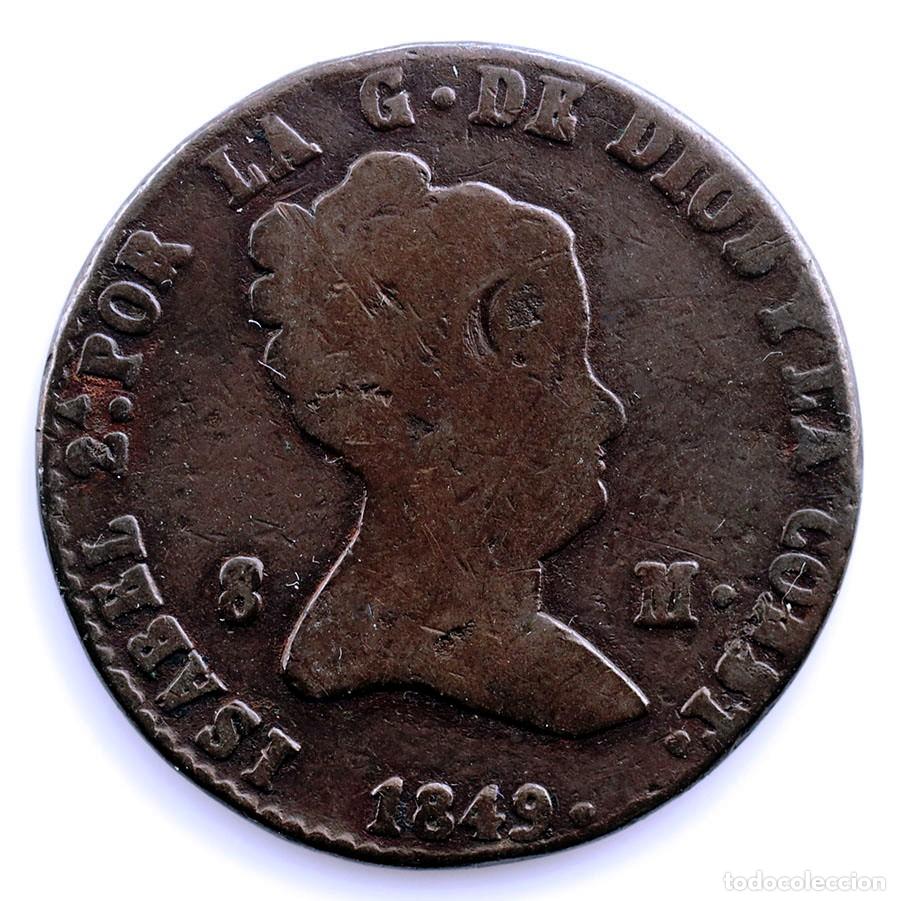 Monedas de Espa&ntilde;a: SC-Spain. Isabel II. 8 Maravedis. 1849 Segovia. Cobre 10 g.