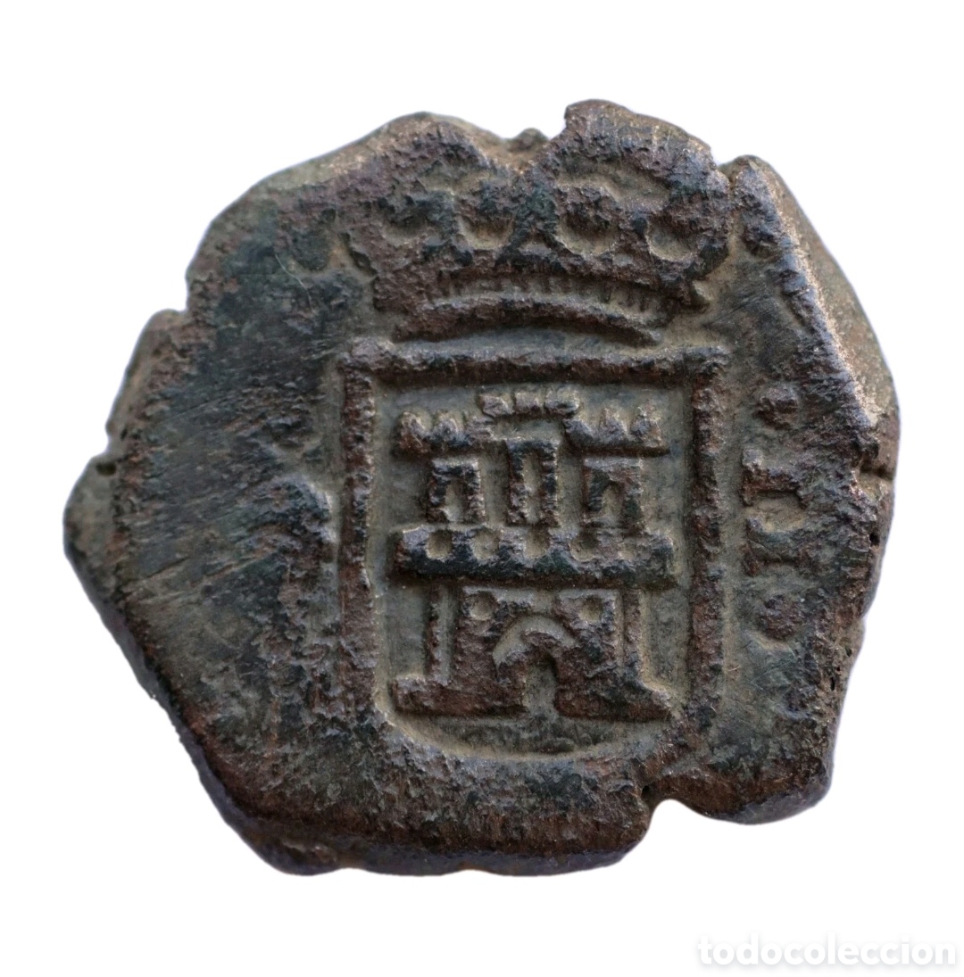 Monedas de Espa&ntilde;a: RAROS 2 MARAVEDIS (1685) CARLOS II CORU&Ntilde;A. SOLO UNA MARCA DE CECA