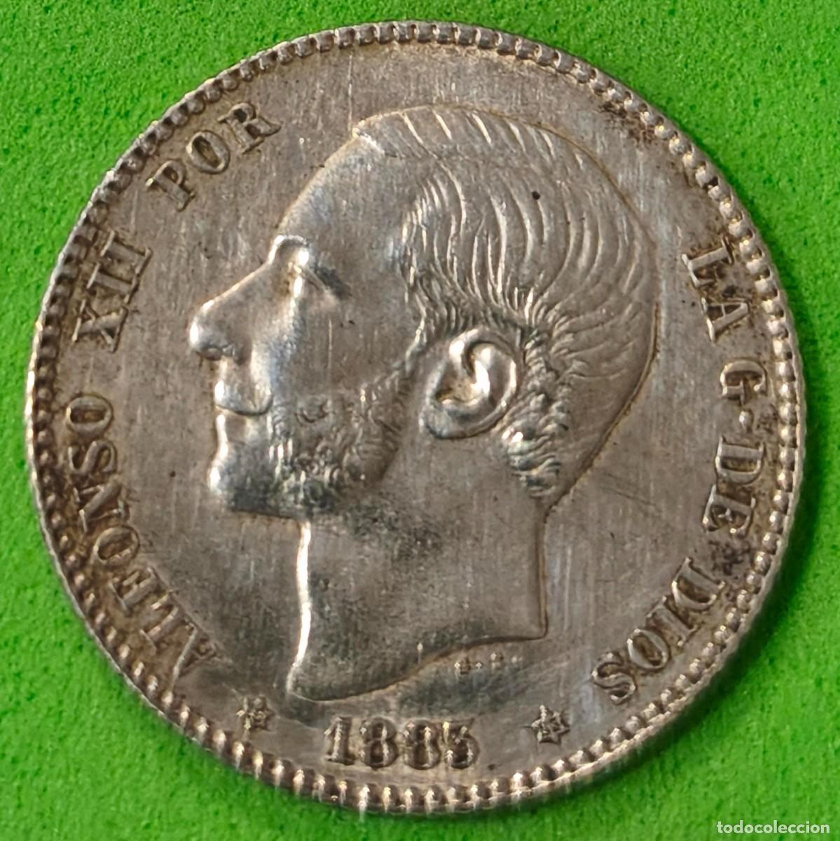 Monedas de Espa&ntilde;a: ESPA&Ntilde;A. A&Ntilde;O 1883.- 1 PTA PLATA ALFONSO XII. PESO 4,9 GR