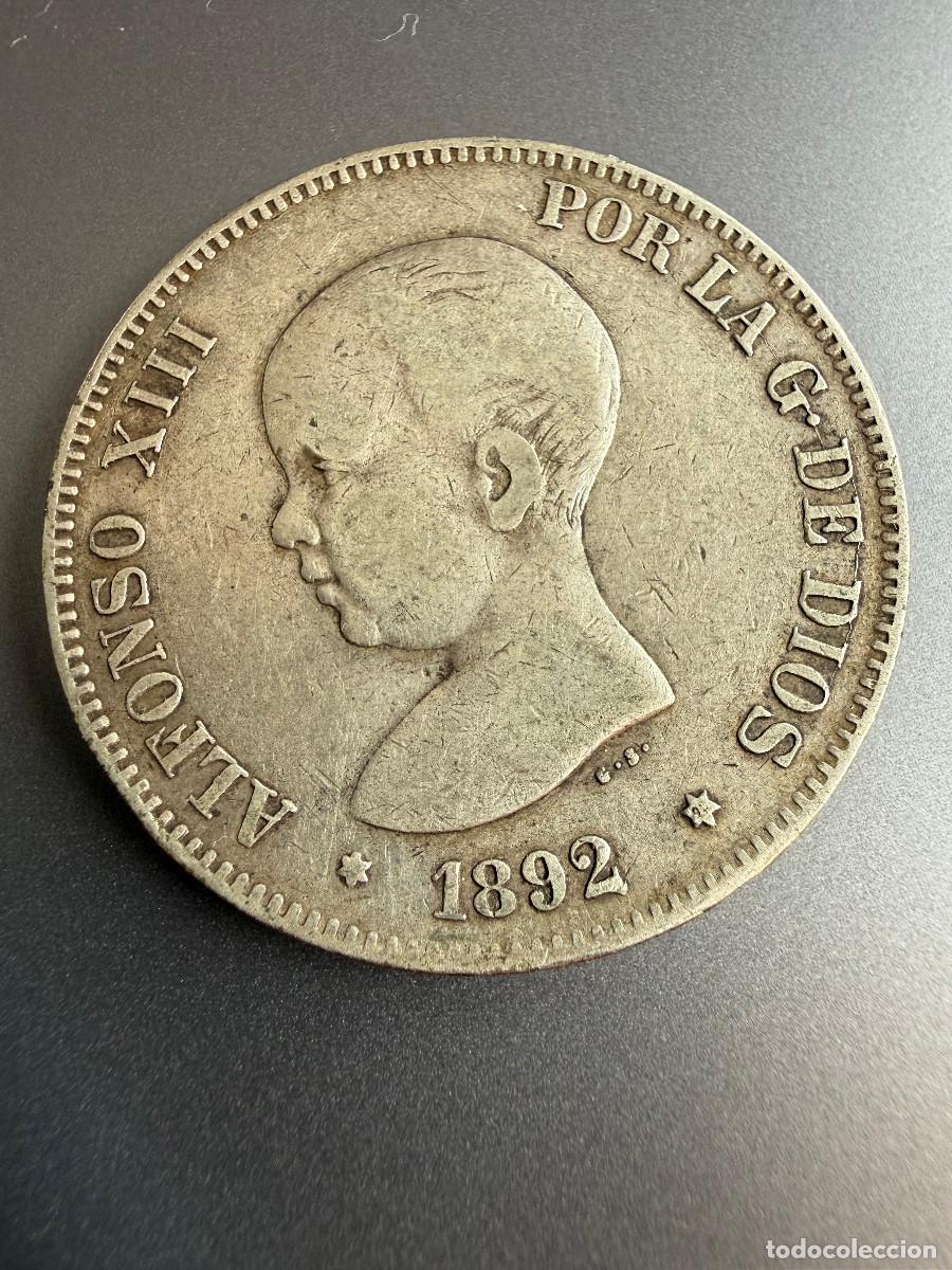 Monedas de Espa&ntilde;a: 5 Pesetas 1892 Alfonso XIII Pel&oacute;n &ndash; Plata &ndash; Moneda Espa&ntilde;a