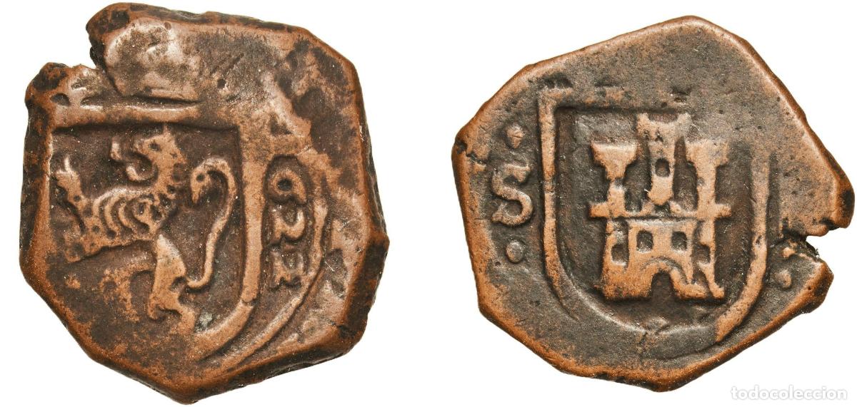 Monedas de Espa&ntilde;a: Spain Kingdom 1622 S 8 Maravedis - Felipe IV Copper Seville Mint 6.4g VF KM 10.6 Cal 1573 Aureo 397