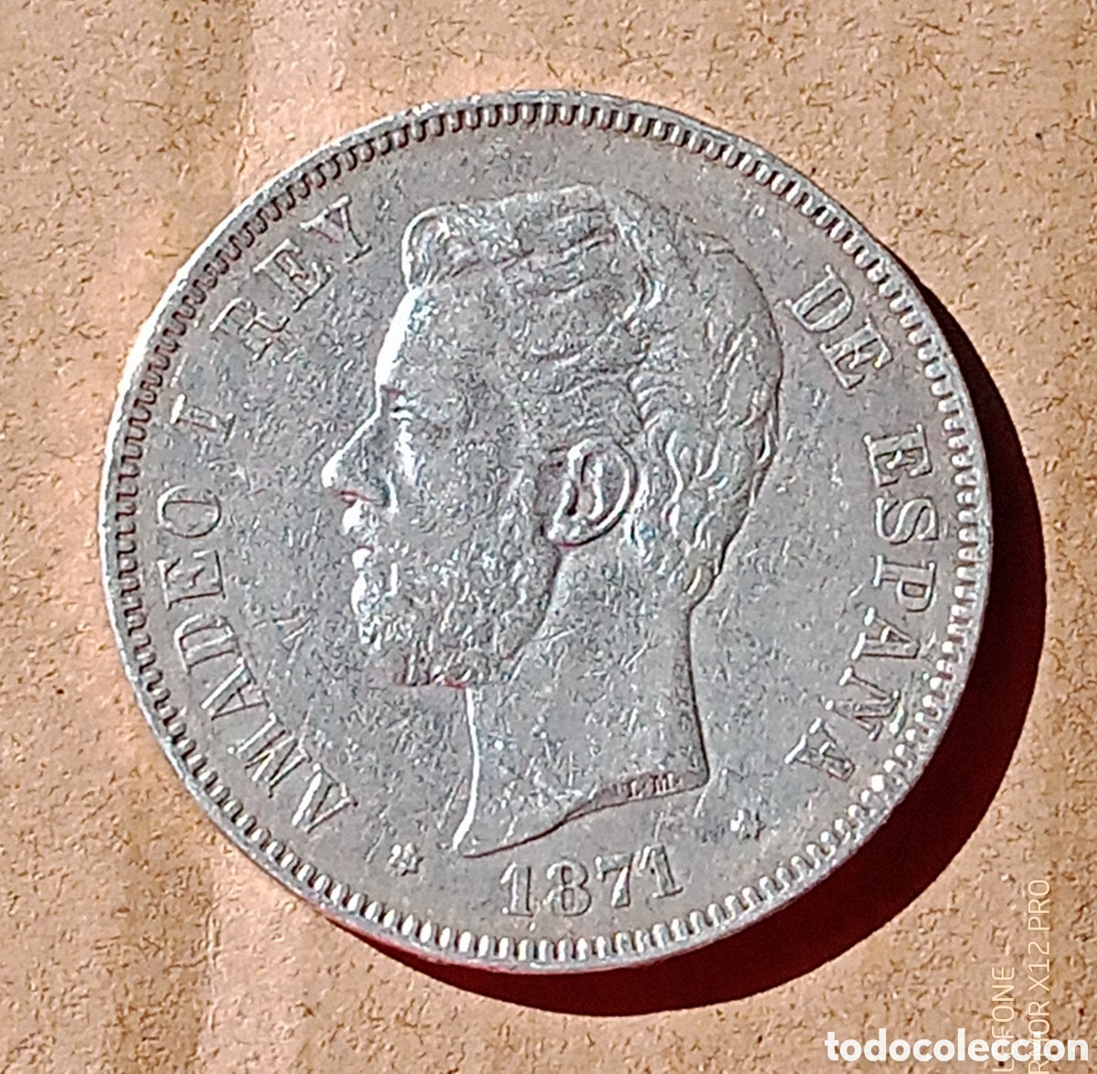 Monedas de Espa&ntilde;a: 5 Pesetas 1871 - 18/74 plata DEM - Bc
