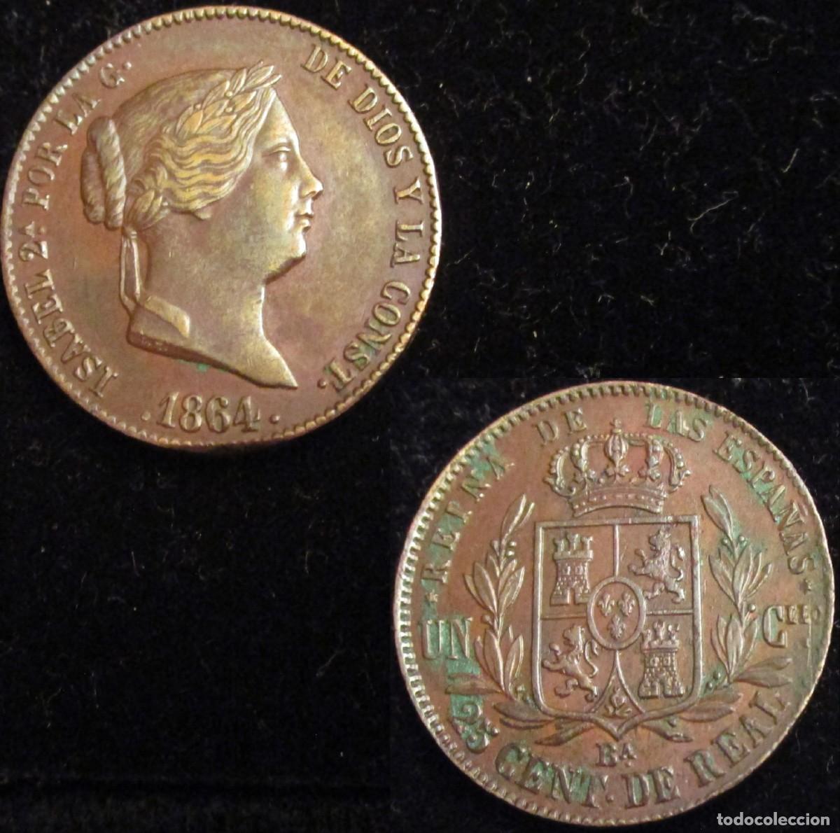 Monedas de Espa&ntilde;a: *GUTSE*822-ISABEL II, 25 CENTIMOS DE REAL 1864, BARCELONA, ESCASA, EBC-.