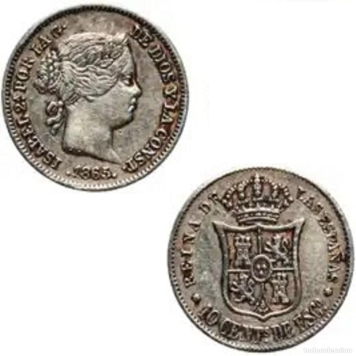 Monedas de Espa&ntilde;a: *GUTSE*825-ISABEL II, 10 C&Eacute;NTIMOS DE ESCUDO 1865, SEVILLA, PLATA, EBC-.