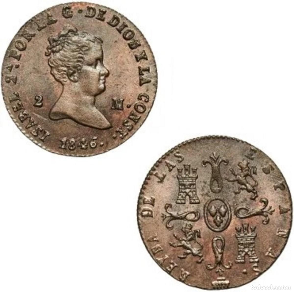 Monedas de Espa&ntilde;a: *GUTSE*827-ISABEL II, 2 MARAVEDIS 1846, SEGOVIA, SIN CIRCULAR, ESCASA.