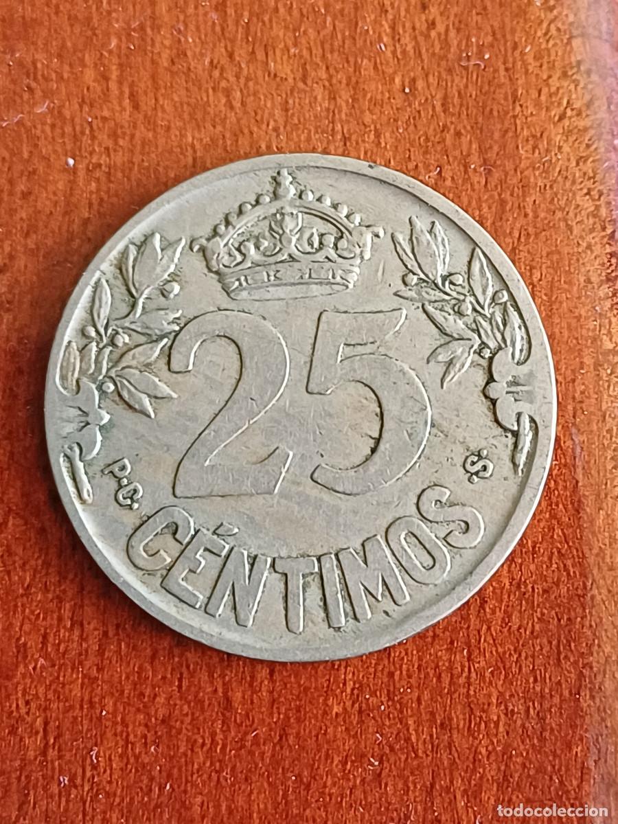 Monedas de Espa&ntilde;a: Moneda de 25 c&eacute;ntimos del a&ntilde;o 1925. Error en la &Ntilde; que es una N en este caso. - Foto 2