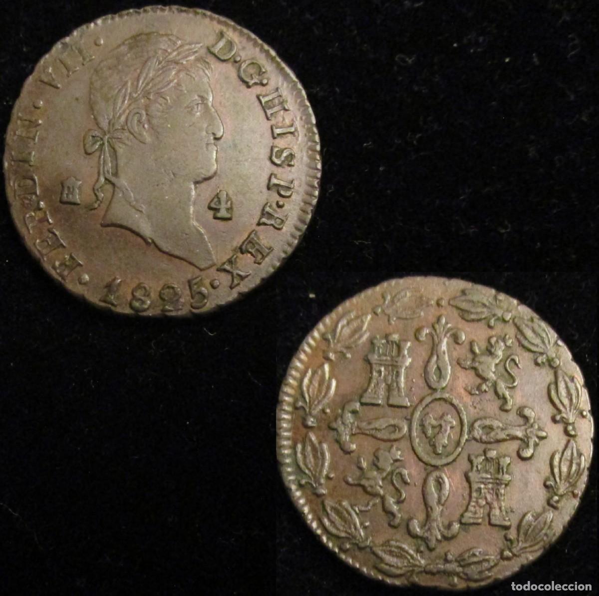 Monedas de Espa&ntilde;a: *GUTSE*256-FERNANDO VII, 4 MARAVEDIS 1825, SEGOVIA, EBC-