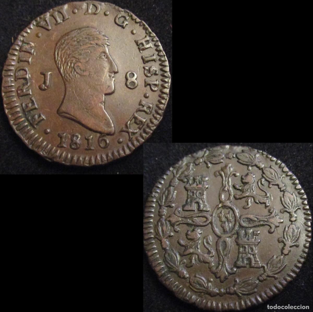 Monedas de Espa&ntilde;a: *GUTSE*257-FERNANDO VII, 8 MARAVEDIS 1816, JUBIA, EBC-