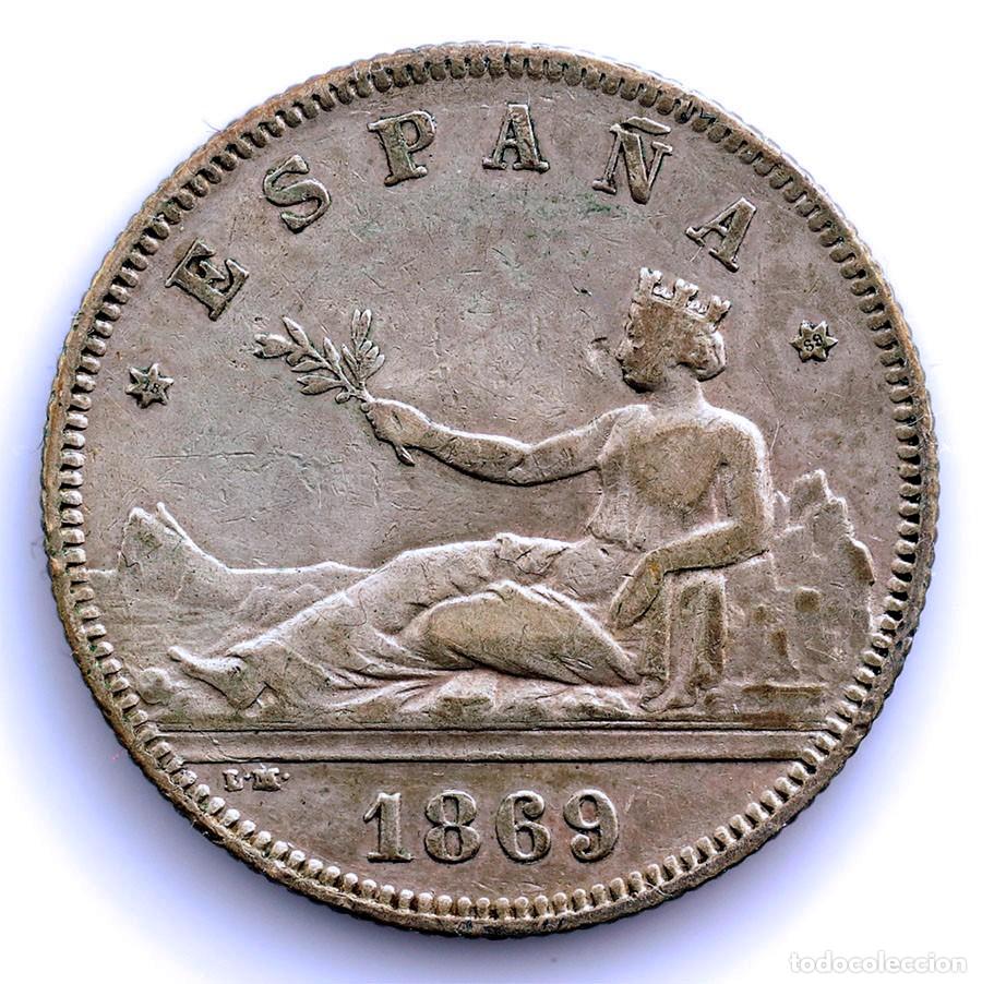 Monedas de Espa&ntilde;a: SC-Spain-Gobierno provisional 2 pesetas 1869*18-69. Madrid. Plata 10 g. Escasa