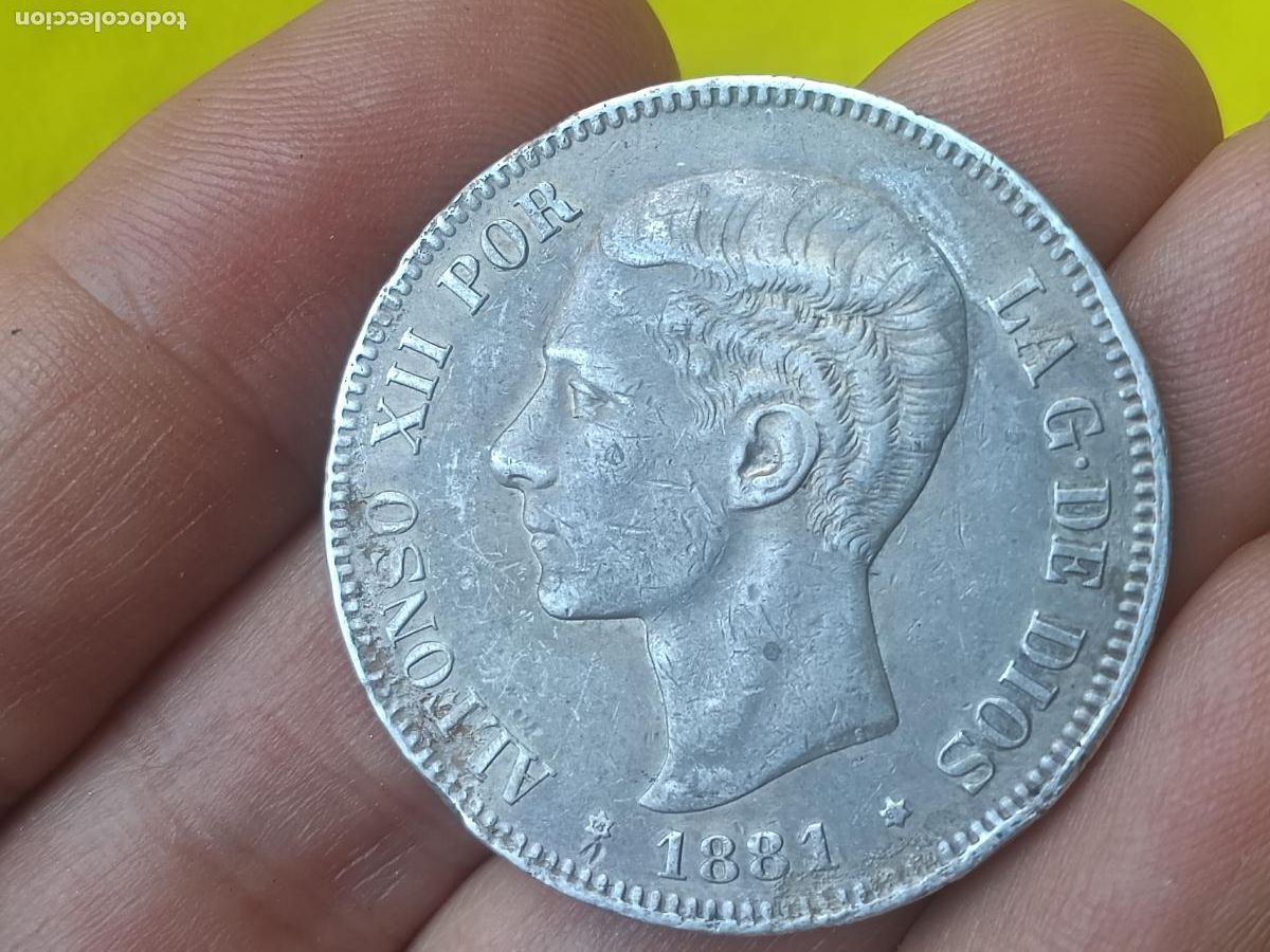 Monedas de Espa&ntilde;a: Duro original de plata ESPA&Ntilde;A 5 pesetas plata Alfonso XII 1881. RARO
