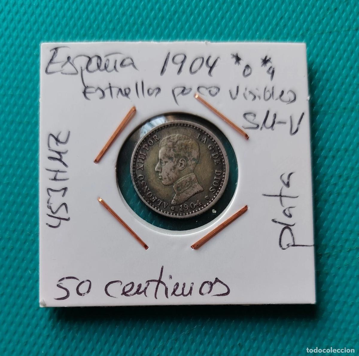 Monedas de Espa&ntilde;a: ESPA&Ntilde;A MONEDA PLATA 50 CTMOS 1904 (IMAGEN)