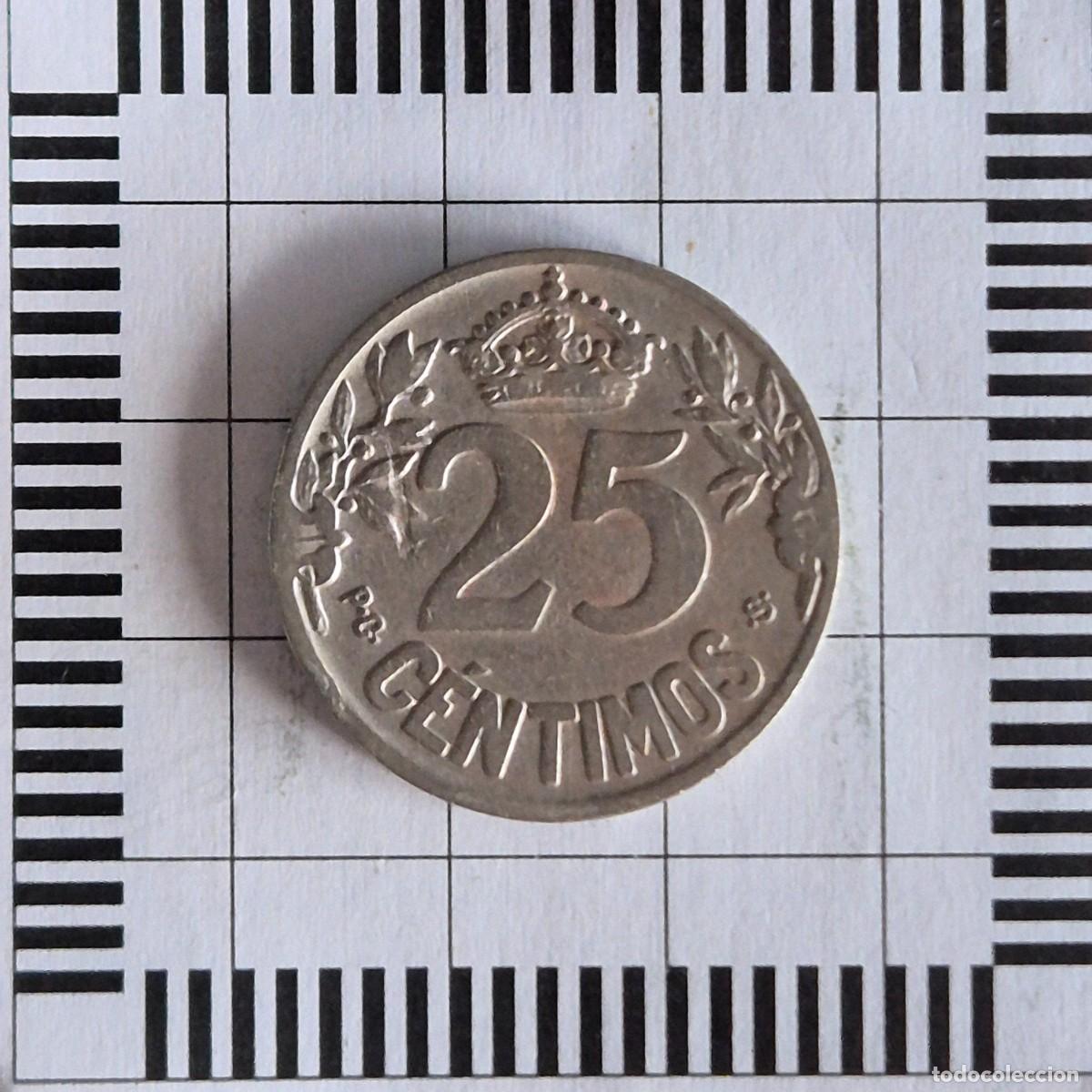 Monedas de Espa&ntilde;a: ALFONSO XIII, 25 C&Eacute;NTIMOS, 1925. (KM#740). - Foto 2