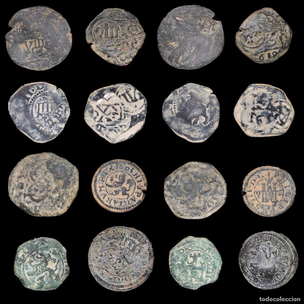 Monedas de Espa&ntilde;a: 17th-Century Spanish Copper Counterstamps (Spanish Cob), 8 Coins Lot