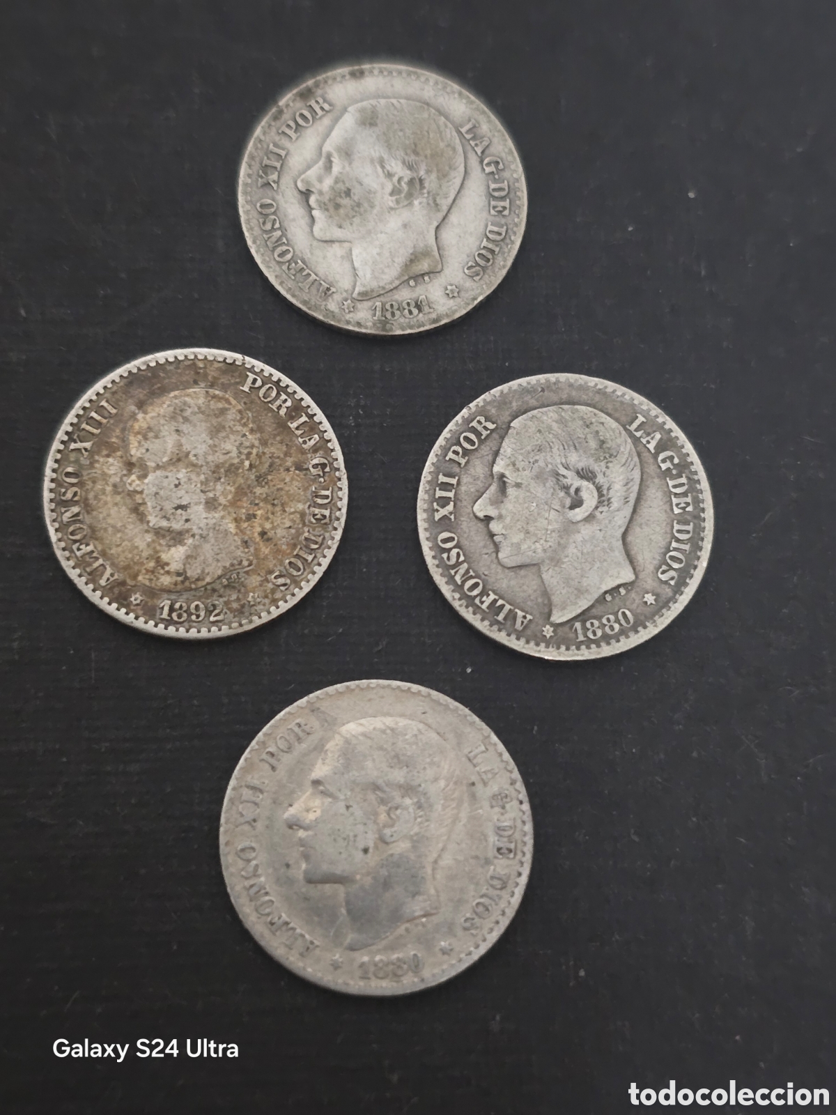 Monedas de Espa&ntilde;a: LOTE DE 4 MONEDAS DE 50 C&Eacute;NT...ALFONSO XII y XIII ..10 GRAMOS DE PLATA...S3/05....ES EL DE LAS FOTOS