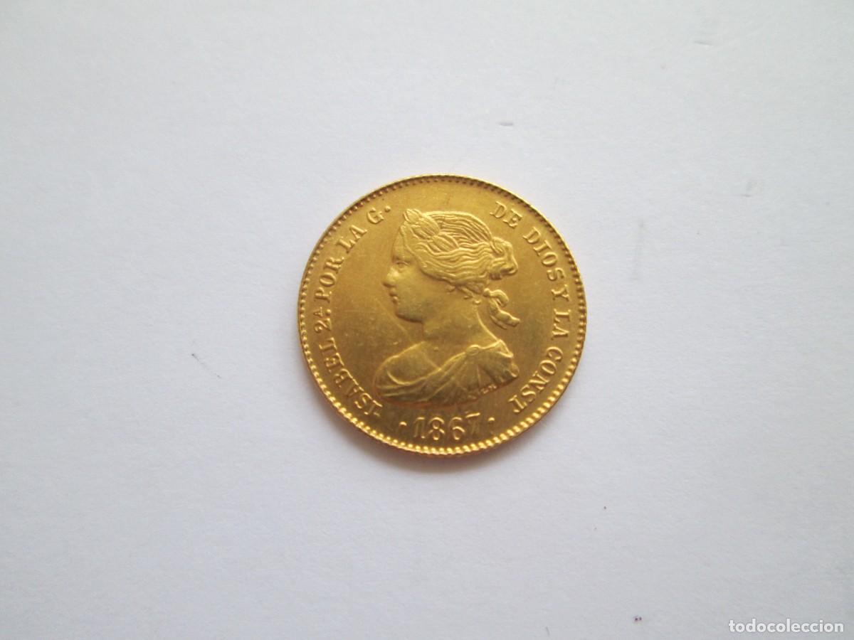 Monedas de Espa&ntilde;a: ISABEL II * 4 ESCUDOS 1867 MADRID * ORO