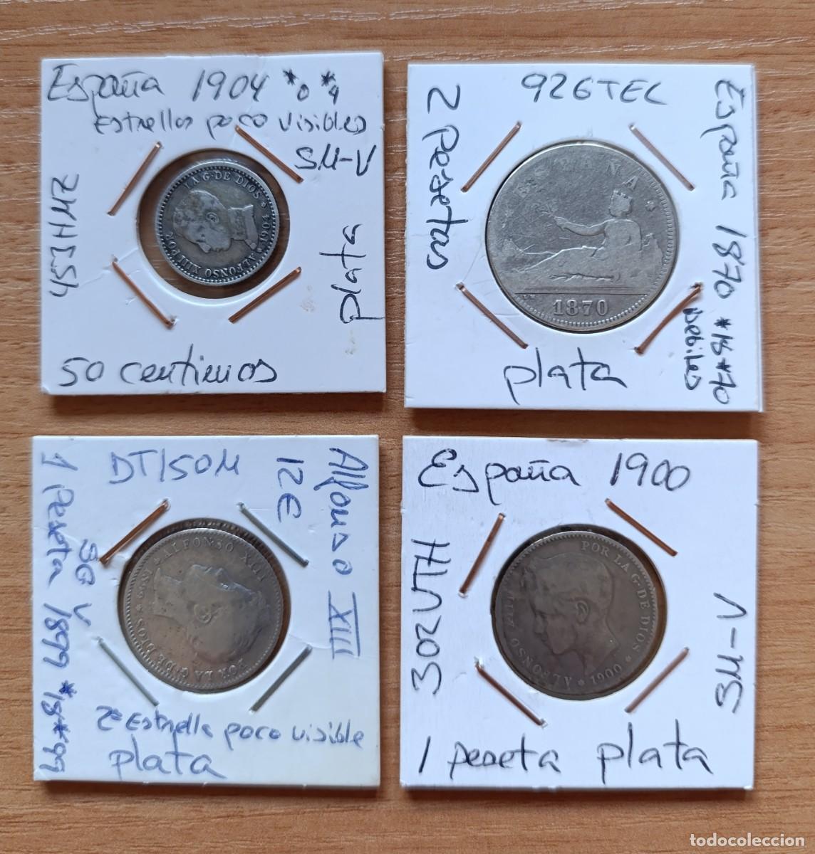 Monedas de Espa&ntilde;a: ESPA&Ntilde;A MONEDAS PLATA 0,5 Y DOS DE 1 PESETA Y 2 PESETAS (IMAGEN)