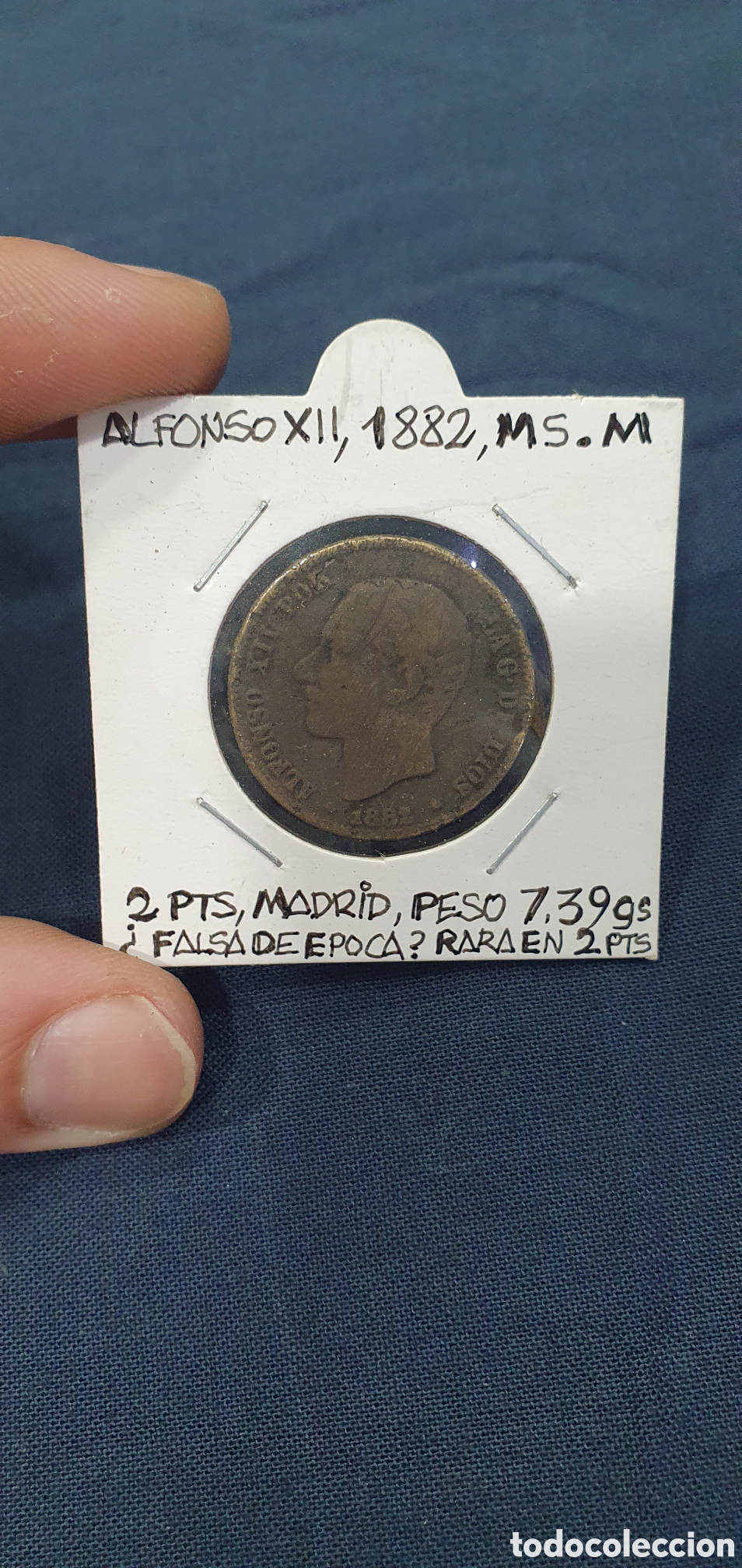 Moedas de Espanha: Moneda 2 pesetas 1882 Falsa de &eacute;poca. (L135)