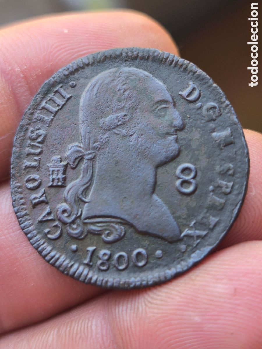 Monedas de Espa&ntilde;a: Carlos IV 1800 8 maravedis Segovia