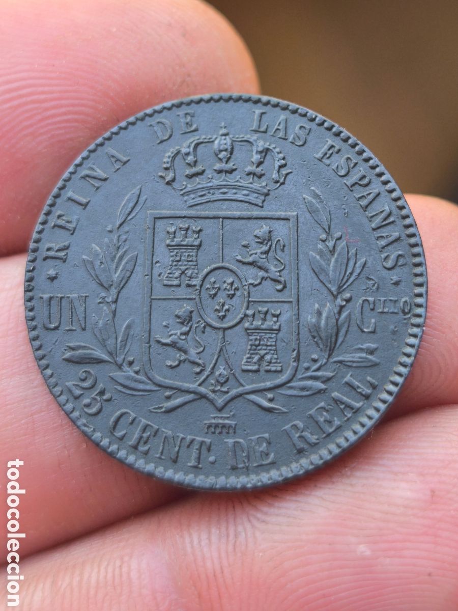Monedas de Espa&ntilde;a: Isabel II 1857 25 centimos de real Segovia