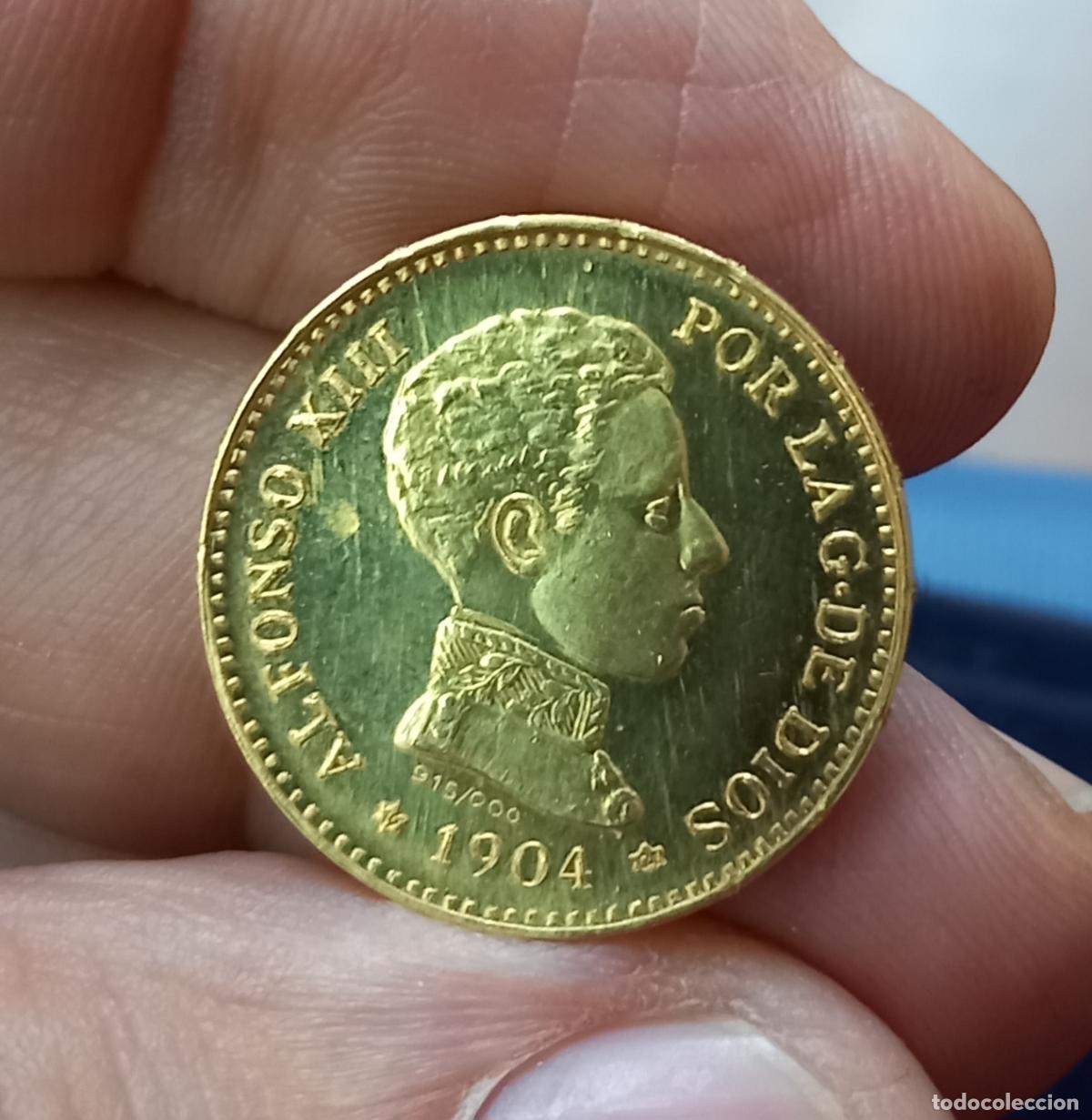 Monedas de Espa&ntilde;a: 20 PESETAS de ORO 1904 - EMISION ANTIGUA de 500 MEDALLAS - LEER INTERIOR