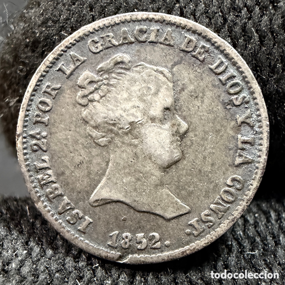 Monedas de Espa&ntilde;a: 1/2 Real 1852 Isabel II Sevilla. - Foto 2
