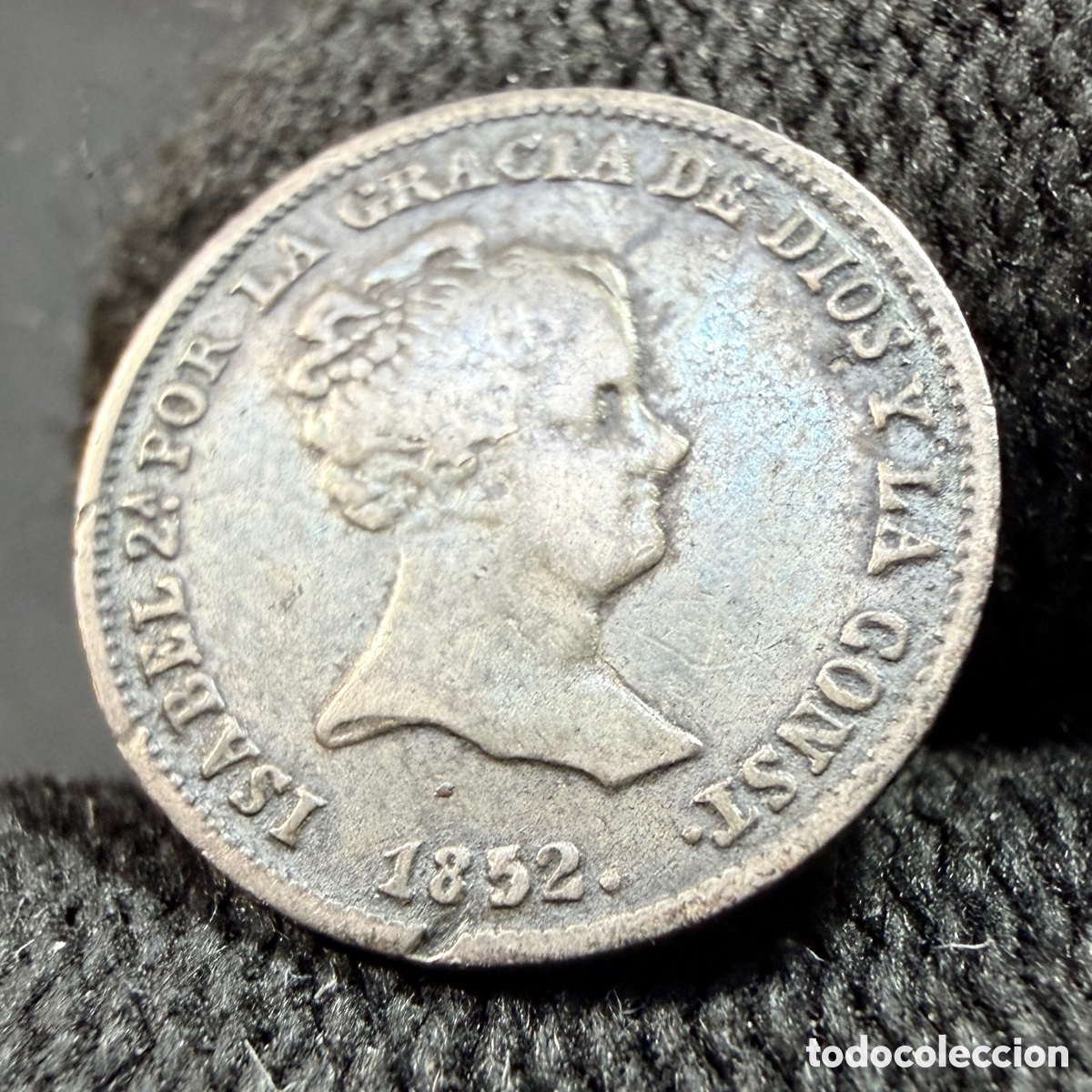 Monedas de Espa&ntilde;a: 1/2 Real 1852 Isabel II Sevilla. - Foto 3