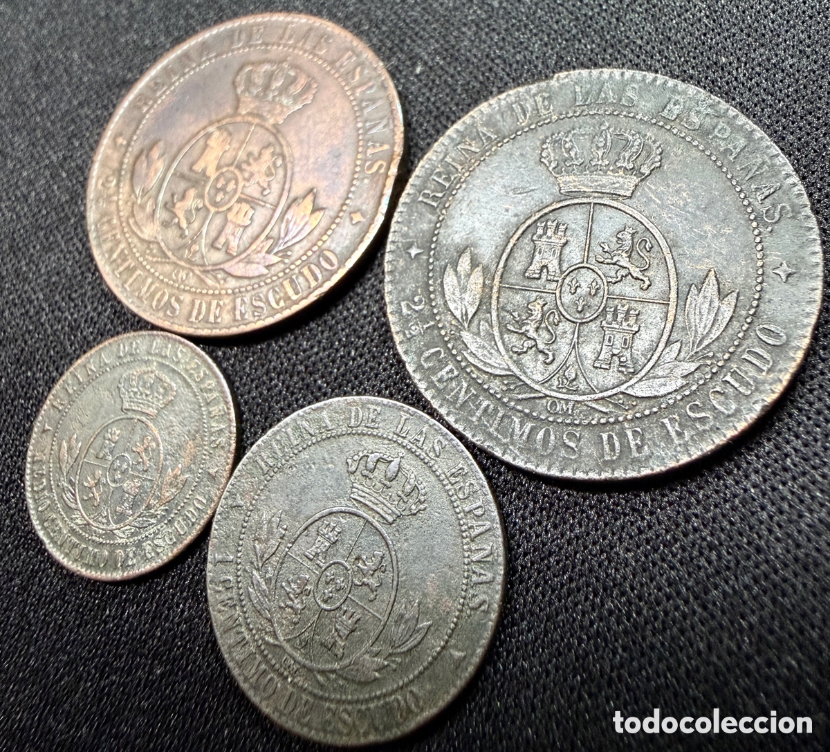 Monedas de Espa&ntilde;a: Lote c&eacute;ntimos de Isabel II - Foto 3