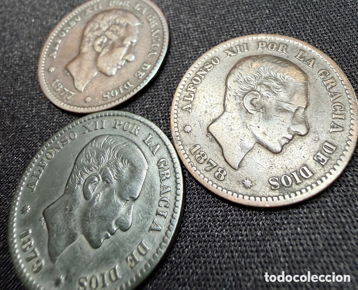 Monedas de Espa&ntilde;a: Lote 3 monedas 5 c&eacute;ntimos Alfonso XII - Foto 5