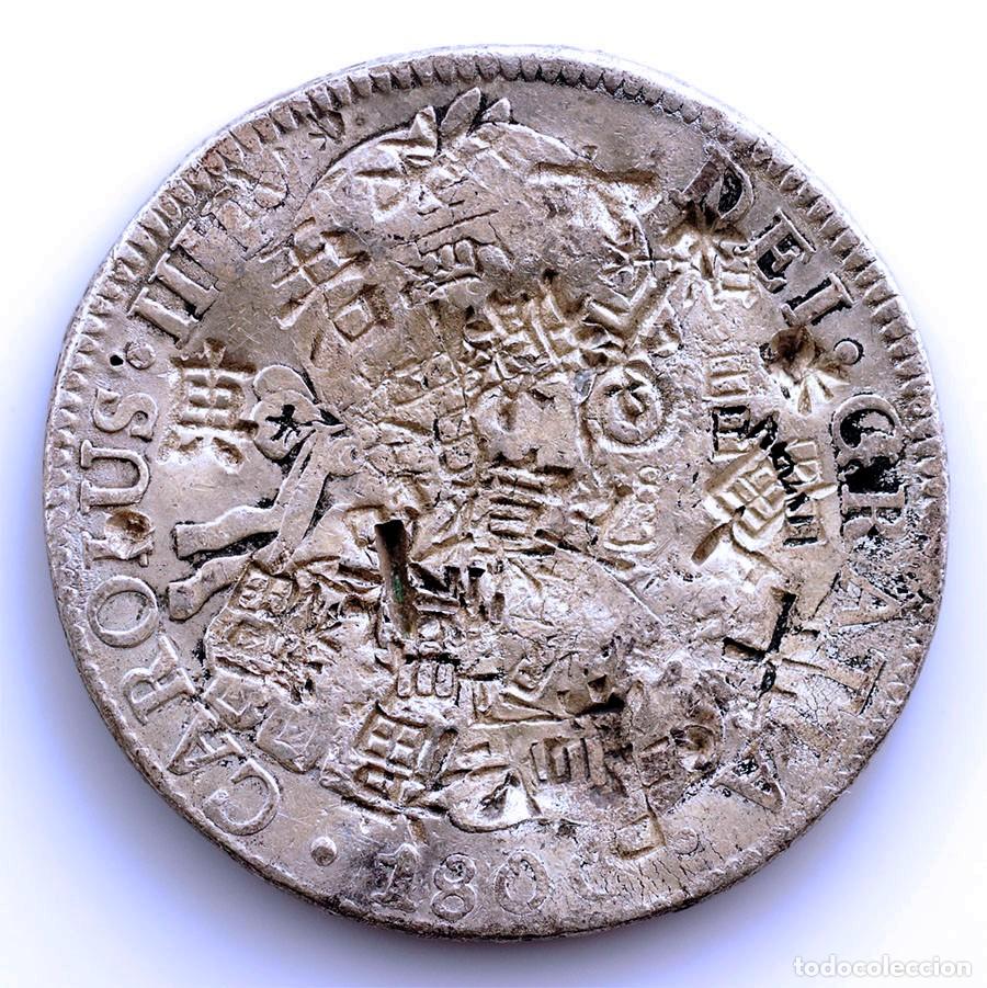 Monedas de Espa&ntilde;a: SC-Spain-Carlos IV. 8 reales 1800 FM. M&eacute;xico.&rdquo; Multiples Resellos&rdquo; Plata 26,7 g.