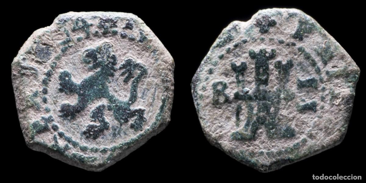 Coins of Spain: 1614, 2 Maravedis Philips III, Burgos Mint - 14 mm / 1,42 gr.
