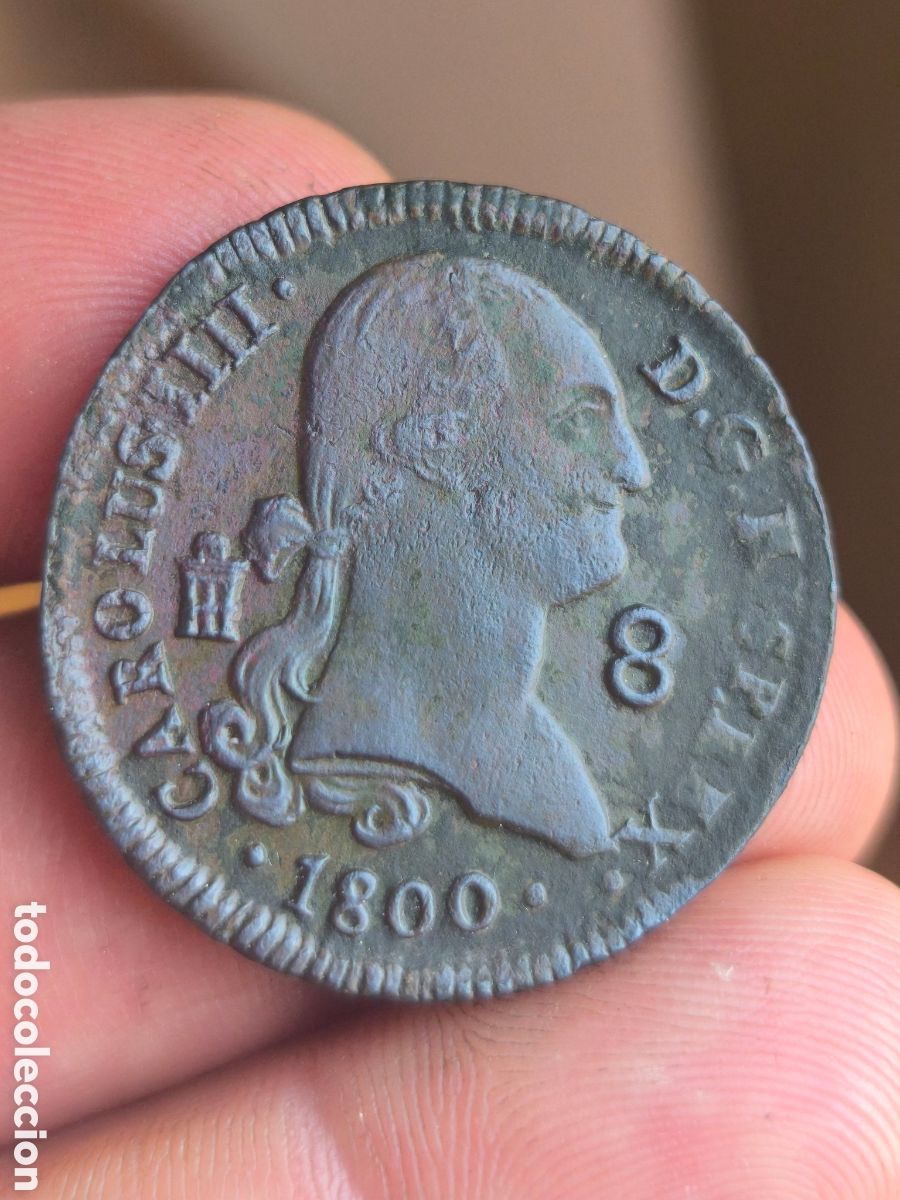 Monnaies d'Espagne: Carlos IV 1800 8 maravedis Segovia