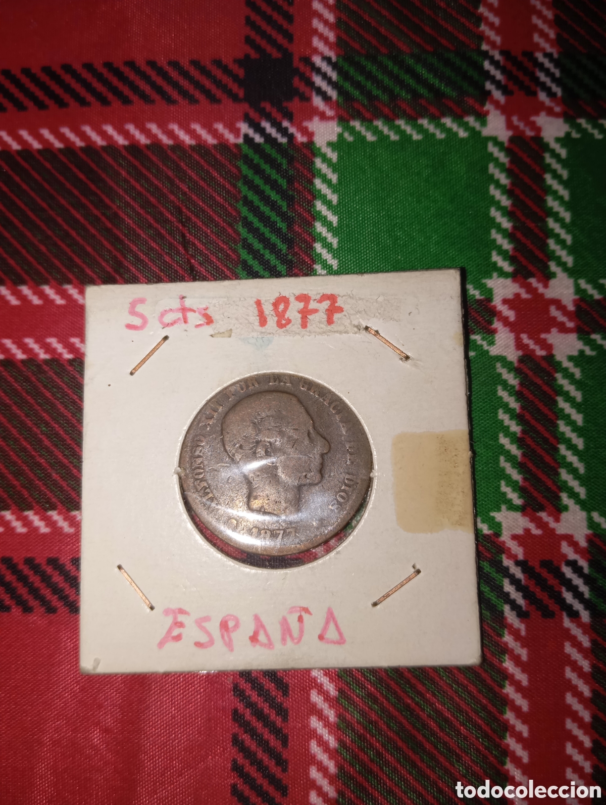 Monedas de Espa&ntilde;a: 5 cts 1877 moneda Espa&ntilde;a