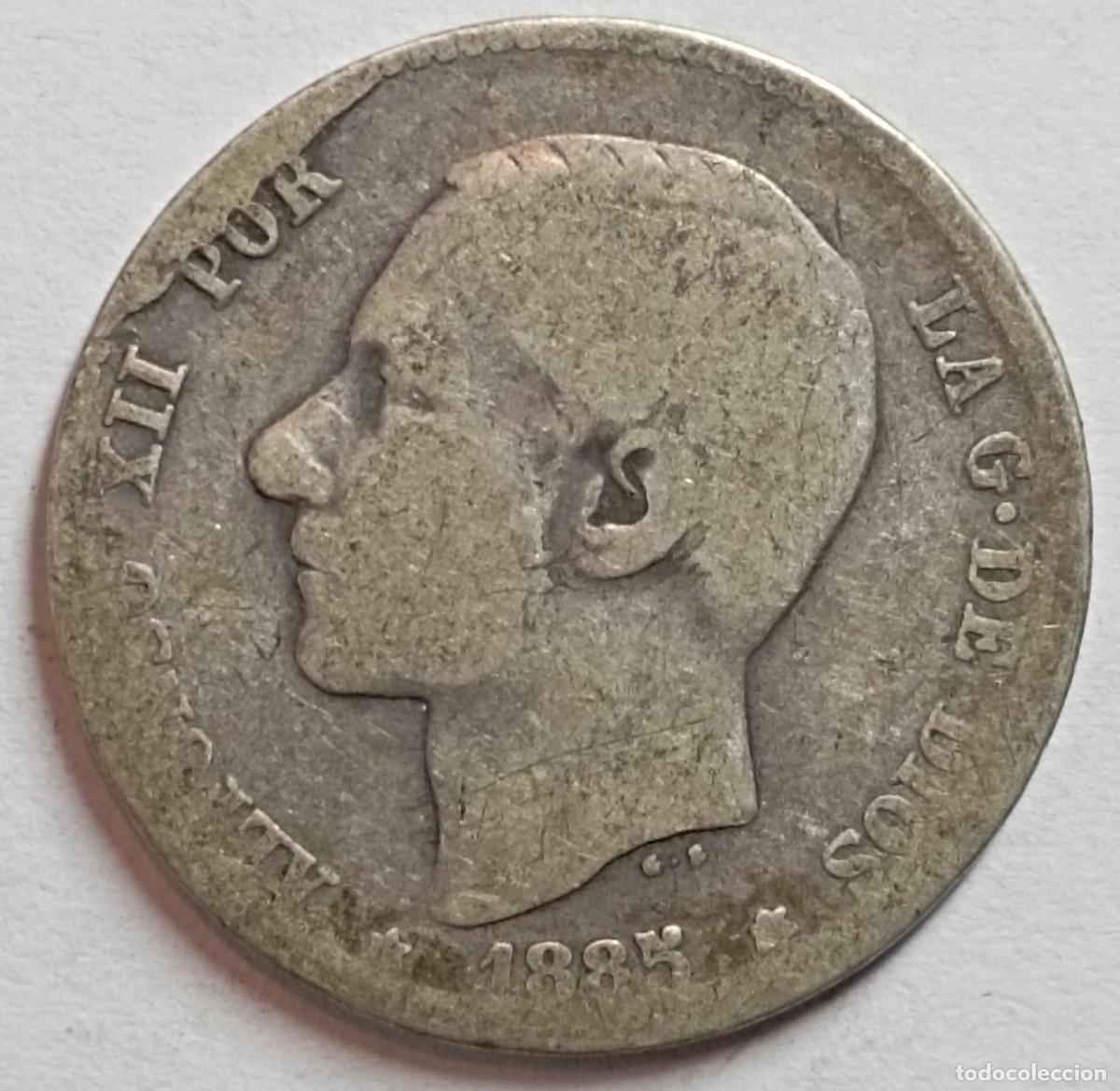 Monedas de Espa&ntilde;a: Moneda de Espa&ntilde;a 1 peseta Alfonso XII 1885 de plata