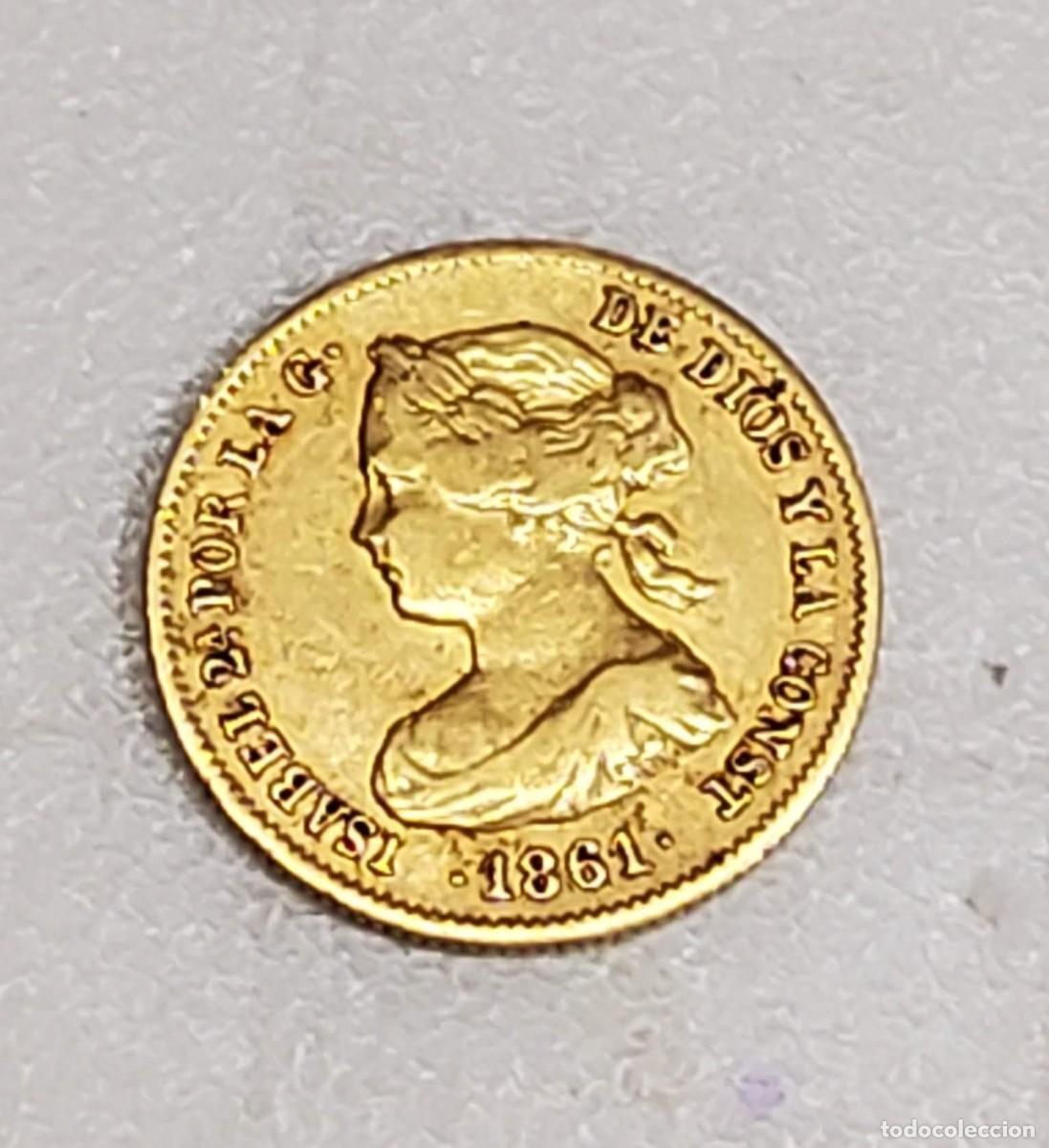 Monedas de Espa&ntilde;a: MONEDA DE ORO DE ISABEL II DE 20 REALES DEL A&Ntilde;O 1861.MUY BUEN ESTADO DE CONSERVACI&Oacute;N