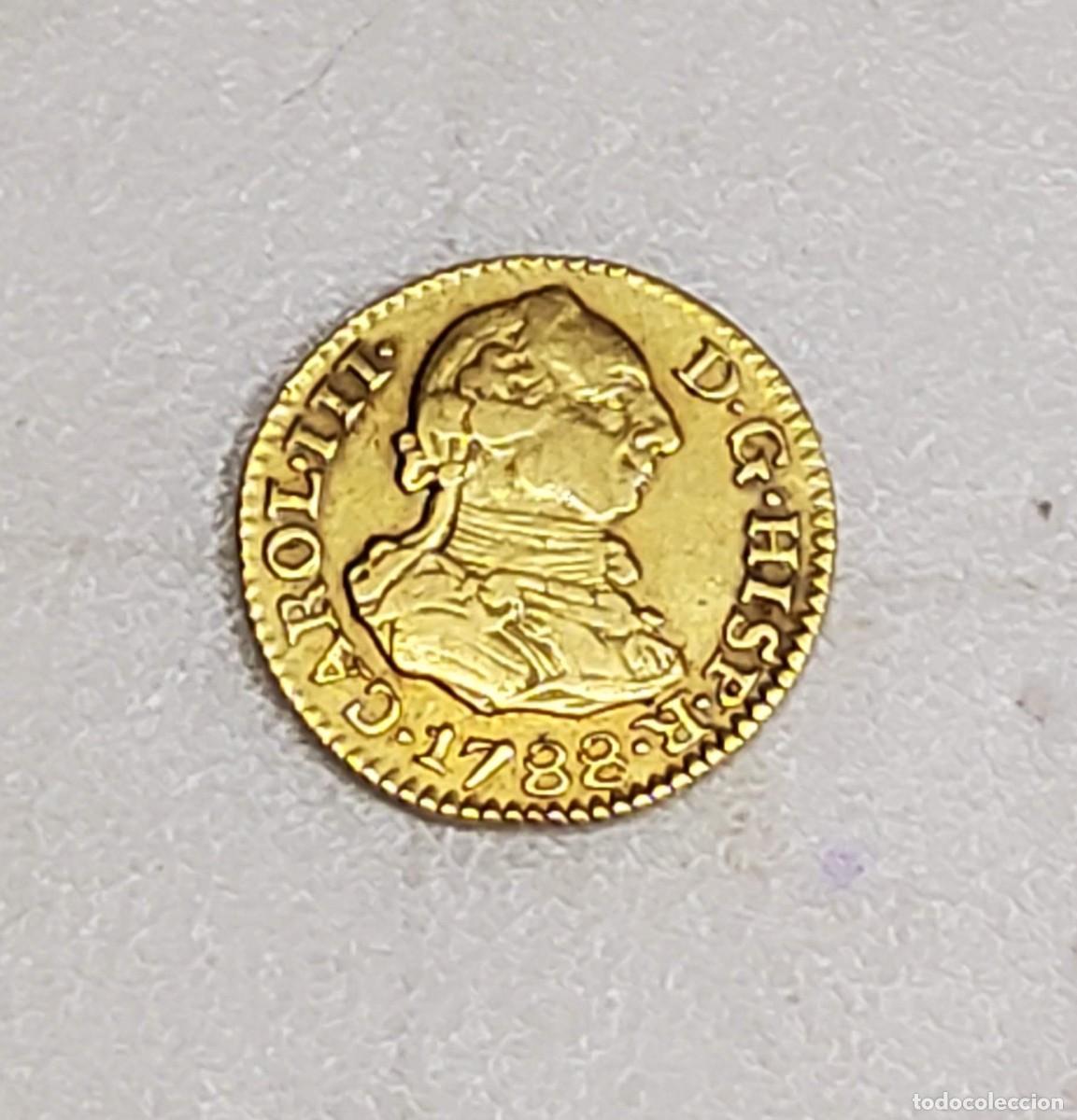 Monedas de Espa&ntilde;a: 1/2 ESCUDO DE ORO DE ESPA&Ntilde;A DEL A&Ntilde;O 1788 SG.MUY BUEN ESTADO DE CONSERVACI&Oacute;N.