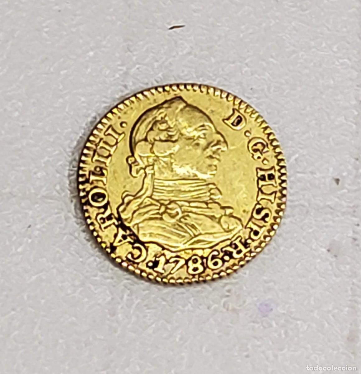 Monedas de Espa&ntilde;a: 1/2 ESCUDO DE ORO DE ESPA&Ntilde;A DEL A&Ntilde;O 1786 MDV.MUY BUEN ESTADO DE CONSERVACI&Oacute;N.