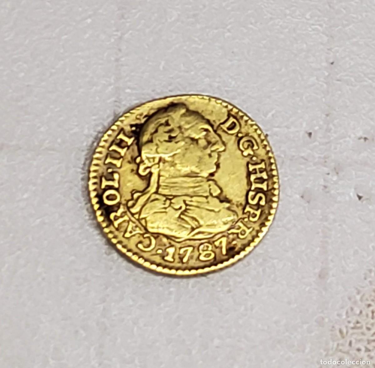 Monedas de Espa&ntilde;a: 1/2 ESCUDO DE ORO DE ESPA&Ntilde;A DEL A&Ntilde;O 1787 MDV.MUY BUEN ESTADO DE CONSERVACI&Oacute;N.